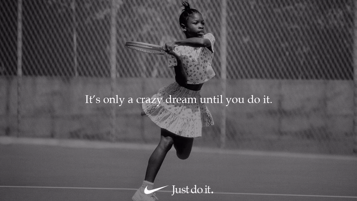 Young Serena Williams in Nike ad - Capturing Nike's brand success story.